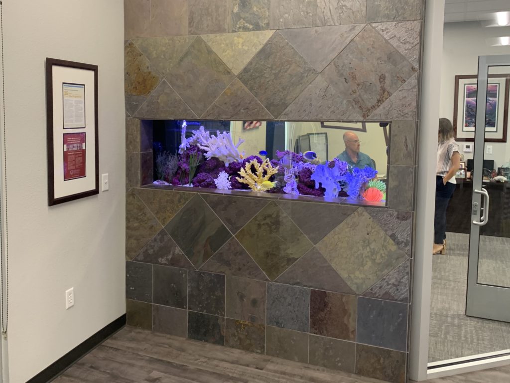 Office Aquarium in Tile Wall